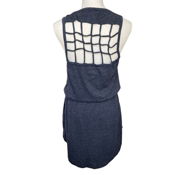Chaser navy cutout blue tie waist mini dress crochet casual neutral sleeveless - Picture 2 of 6